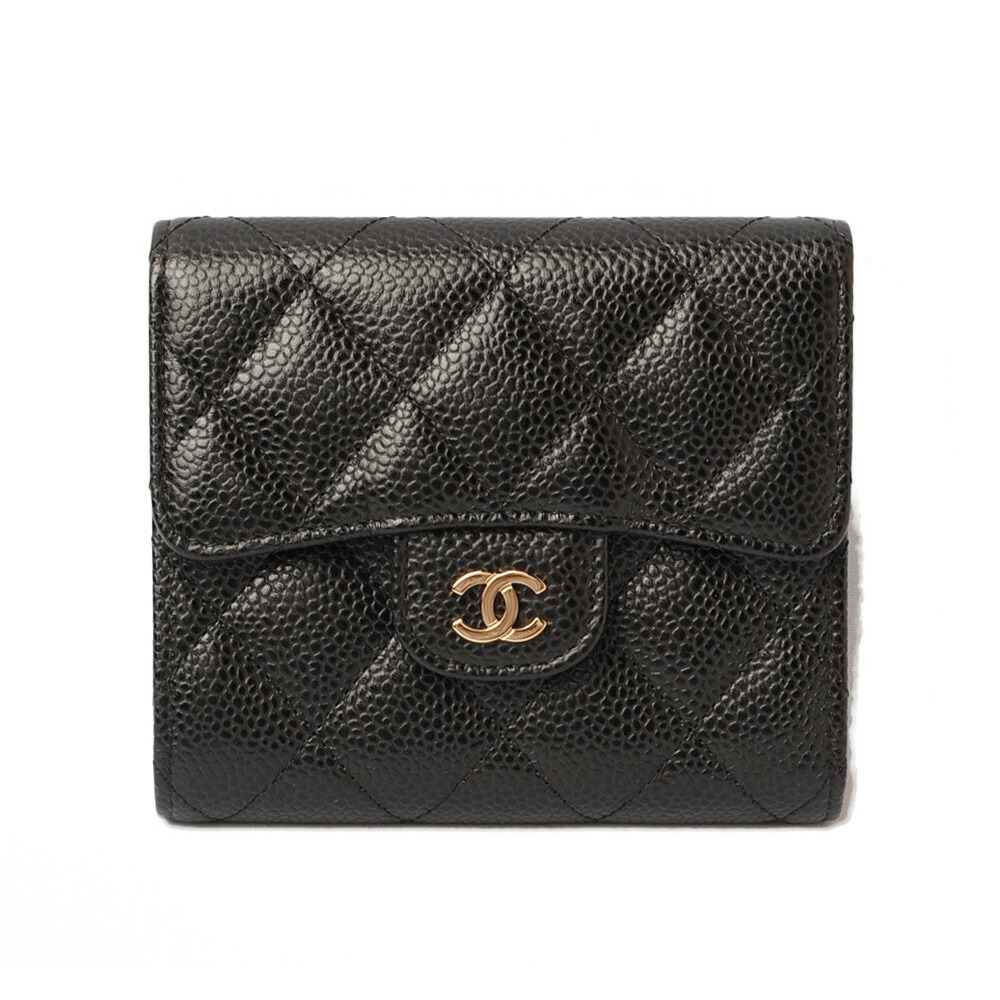 CHANEL 3-FWallet Caviar Black